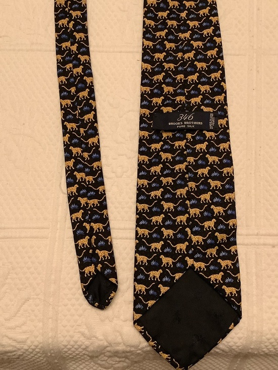 Brooks Brothers Other - Brooks Brothers Black Silk Tie with Gold Leopard Motif